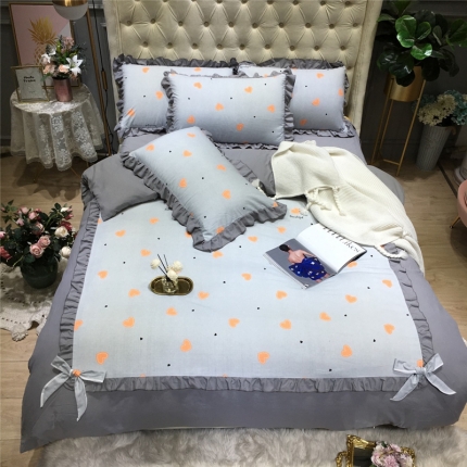 91家纺网 家纺一手货源 找家纺 眠屿 2019新款暖绒四件套 草莓红