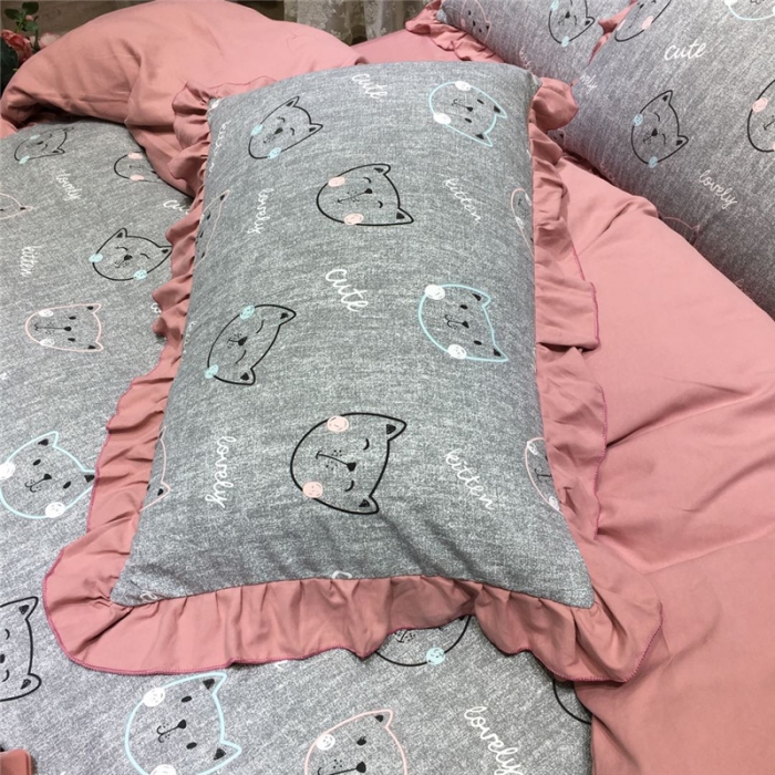 91家纺网 家纺一手货源 找家纺 眠屿 2019新款暖绒四件套 猫咪宝贝-灰