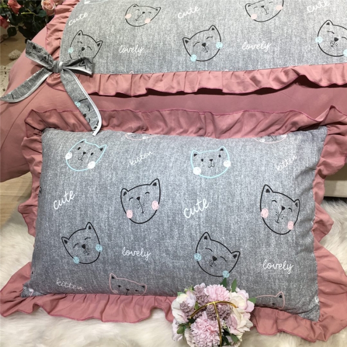 91家纺网 家纺一手货源 找家纺 眠屿 2019新款暖绒四件套 猫咪宝贝-灰