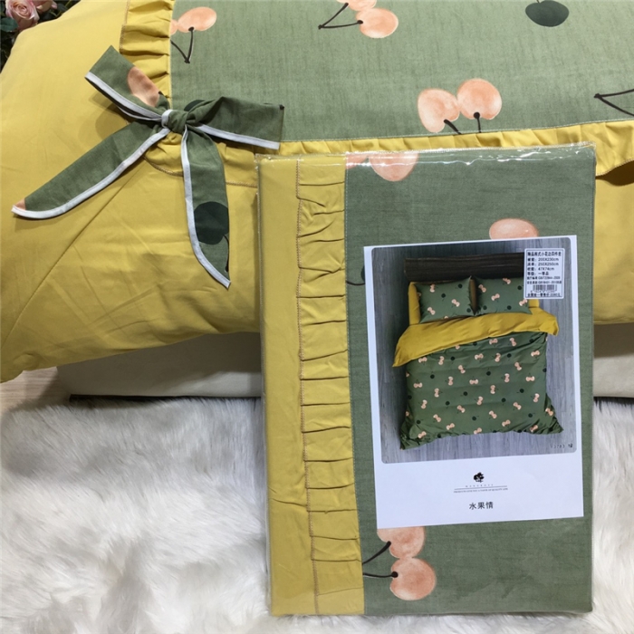 91家纺网 家纺一手货源 找家纺 眠屿 2019新款暖绒四件套 水果情-绿