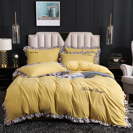 91家纺网 家纺一手货源 找家纺  眠屿 2019新款豹纹四件套 魅心-黄