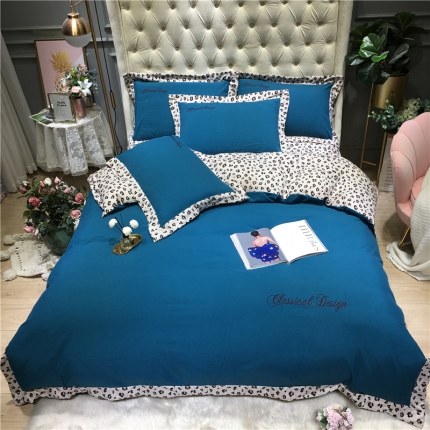 91家纺网 家纺一手货源 找家纺 眠屿 2019新款豹纹四件套 魅心-孔雀兰