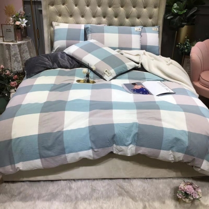 91家纺网 家纺一手货源 找家纺 眠屿 2019新款棉绒四件套 简爱-绿