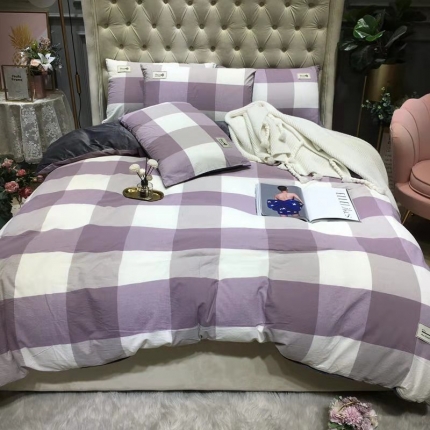 91家纺网 家纺一手货源 找家纺 眠屿 2019新款棉绒四件套 简爱-紫