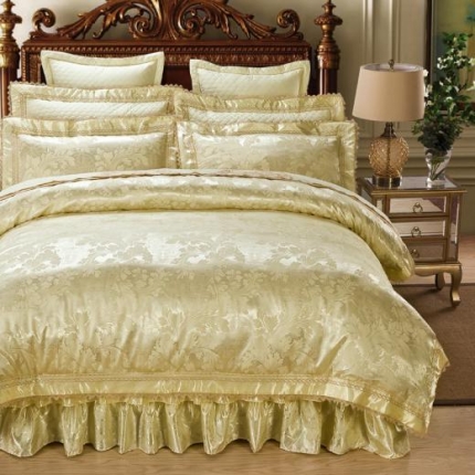 兴美佳家纺 提花全棉夹棉床裙四件套 豪庭盛世