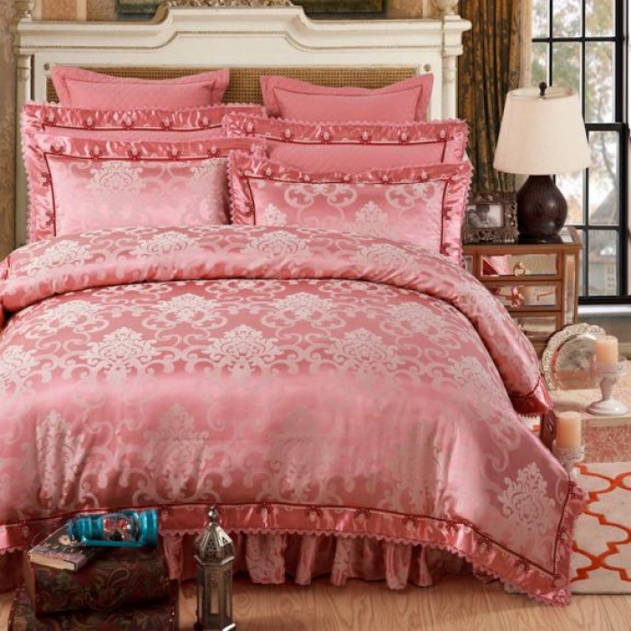 91家纺网 家纺一手货源 找家纺  兴美佳家纺 提花全棉夹棉床裙四件套 梦曼