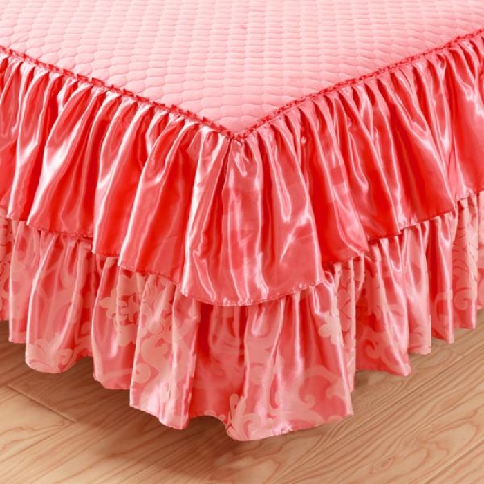 91家纺网 家纺一手货源 找家纺  兴美佳家纺 提花全棉夹棉床裙四件套 梦曼