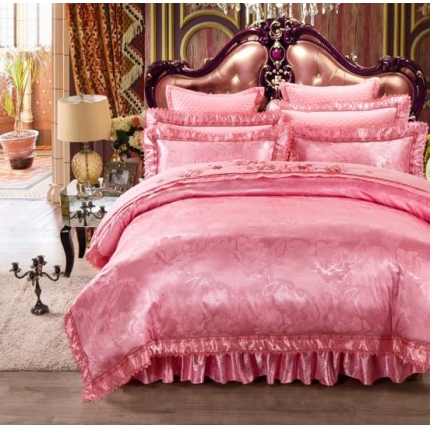 兴美佳家纺 提花全棉夹棉床裙四件套 盛世花舞