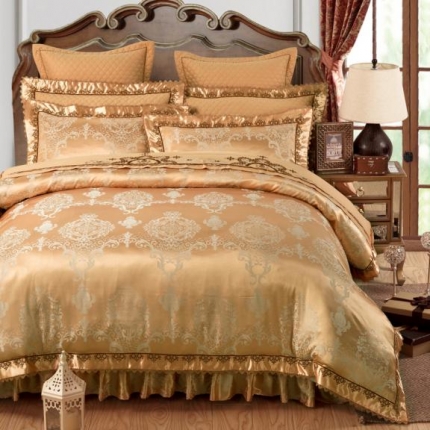 兴美佳家纺 提花全棉夹棉床裙四件套 至尊时尚