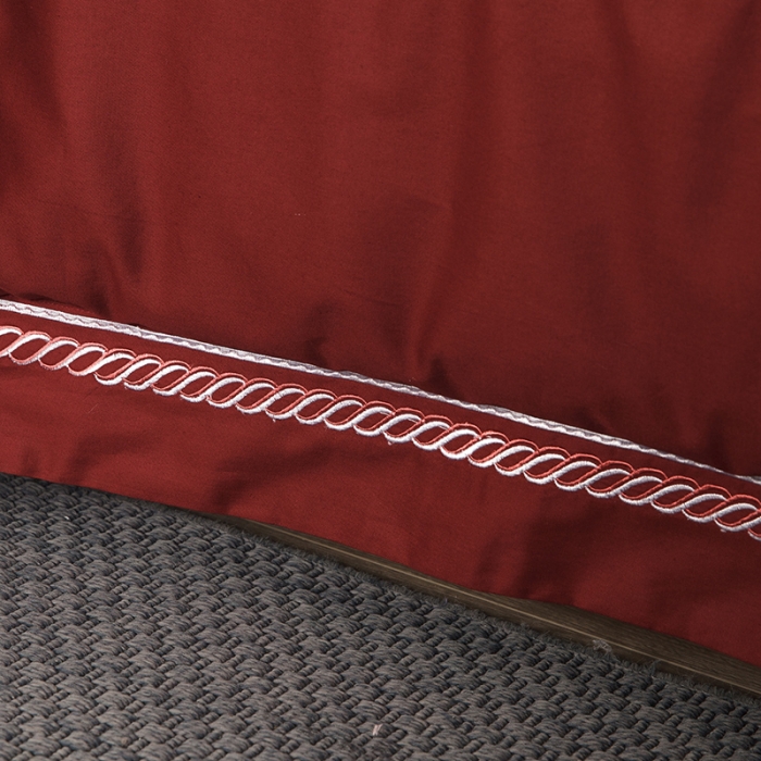 91家纺网 家纺一手货源 找家纺 兴美佳家纺 简约酒店风纯色全棉四件套 陶红