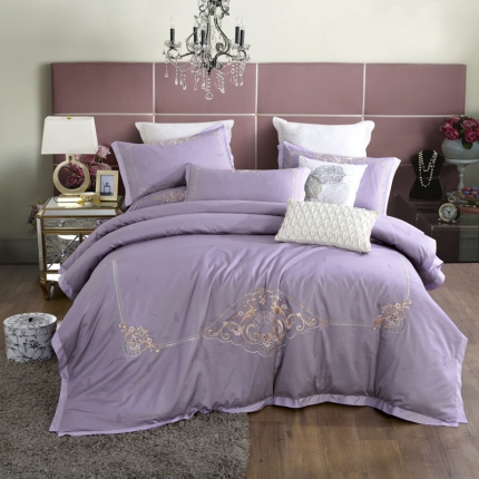 91家纺网 家纺一手货源 找家纺 总兴美佳100S澳棉高端绣花床单床裙床笠四件套花语韶华牡丹莎