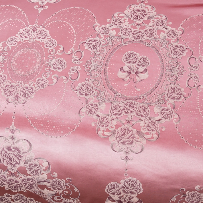 91家纺网 家纺一手货源 找家纺 兴美佳欧式提花贡缎双层花边夹棉床单床裙四件套玫瑰情缘