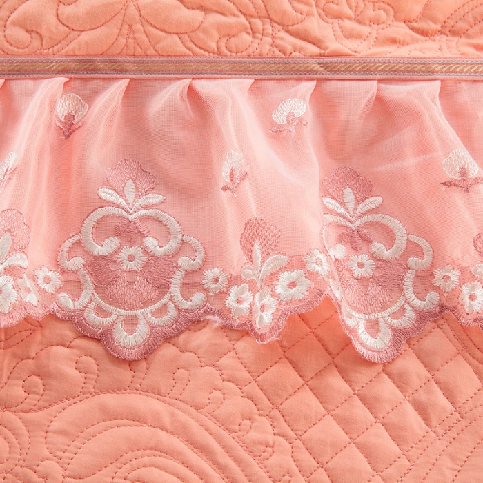 91家纺网 家纺一手货源 找家纺 OL2020年13375喷气全绵欧式行绣床盖加厚三四六七多件套粉玉