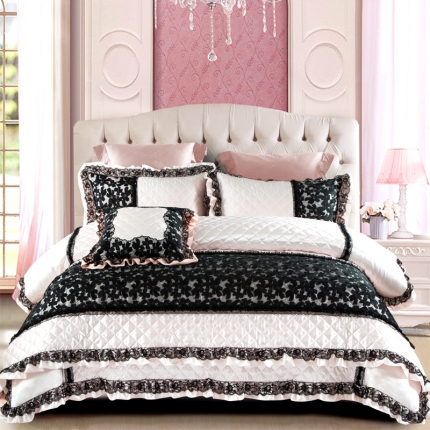 91家纺网 家纺一手货源 找家纺 OL家纺 2020弹力真丝奢华宫庭样板房多件套仙蒂瑞拉-莹粉