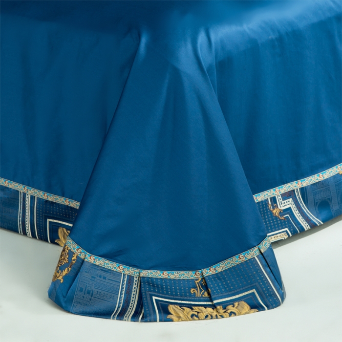 91家纺网 家纺一手货源 找家纺 2020欧式浮雕奢华样板房高精密色织大提花四六八多件套 哥伦布-蓝