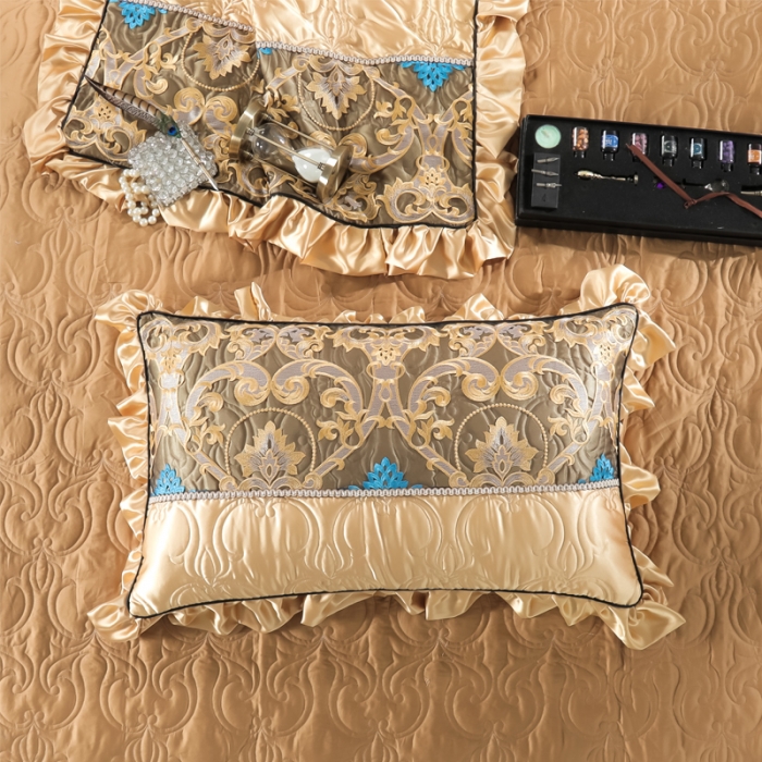 91家纺网 家纺一手货源 找家纺 2020样板房奢华60长绒棉高端刺绣贴身贡缎多件套 格林童话-香槟金