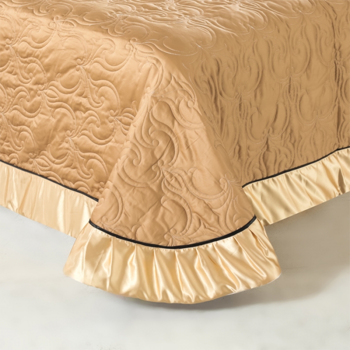 91家纺网 家纺一手货源 找家纺 2020样板房奢华60长绒棉高端刺绣贴身贡缎多件套 格林童话-香槟金