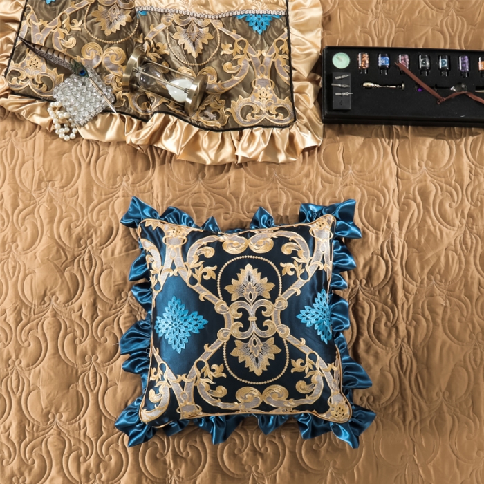 91家纺网 家纺一手货源 找家纺 2020样板房奢华60长绒棉高端刺绣贴身贡缎多件套 格林童话-香槟金