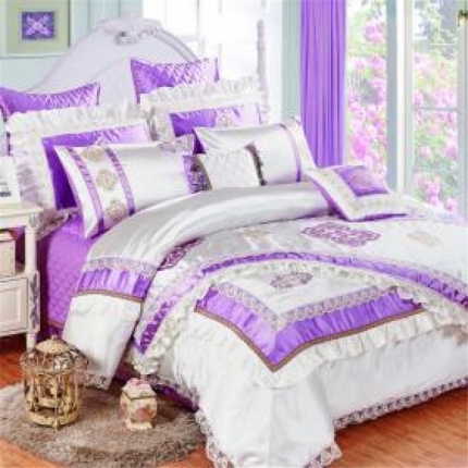 91家纺网 家纺一手货源 找家纺 OL家纺 2020年40S样板房系列十一件套 丽芙庄园-雪青