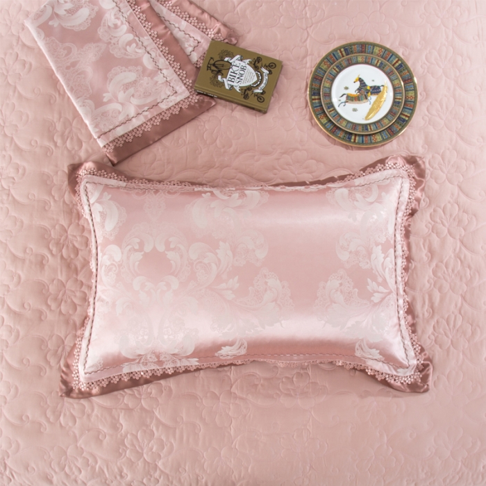 91家纺网 家纺一手货源 找家纺 OL家纺 2020新款丝加棉四件套卡蒂盛宴-粉驼