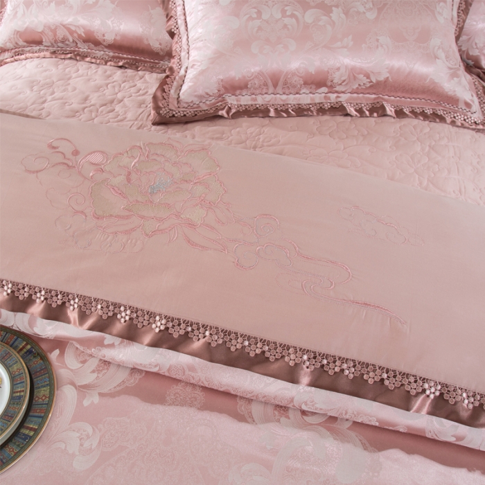 91家纺网 家纺一手货源 找家纺 OL家纺 2020新款丝加棉四件套卡蒂盛宴-粉驼