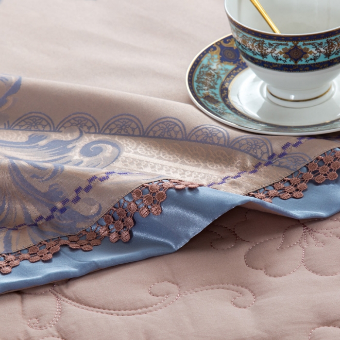 91家纺网 家纺一手货源 找家纺 OL家纺 2020新款丝加棉四件套篮语迷情-米灰