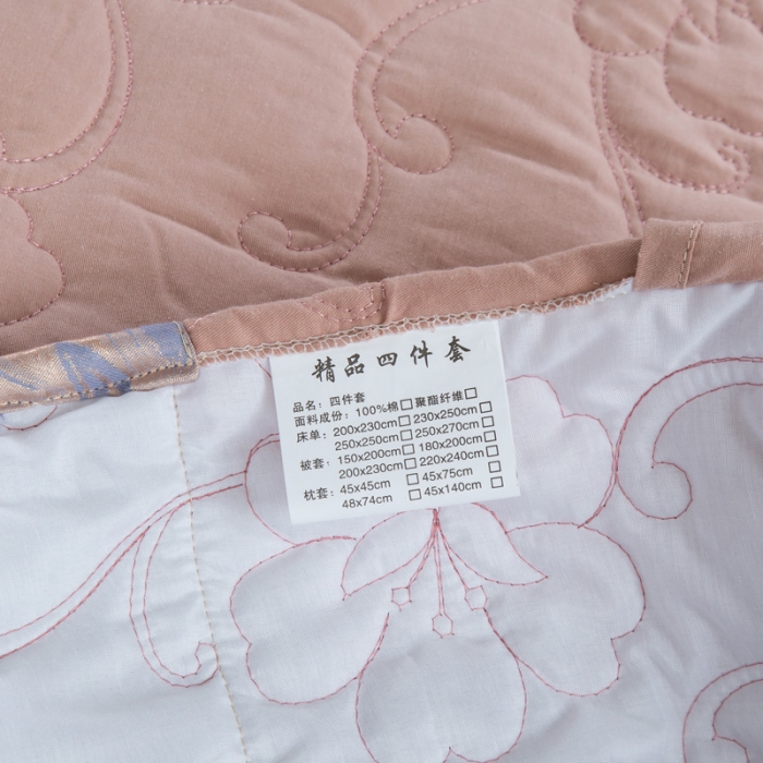 91家纺网 家纺一手货源 找家纺 OL家纺 2020新款丝加棉四件套篮语迷情-米灰