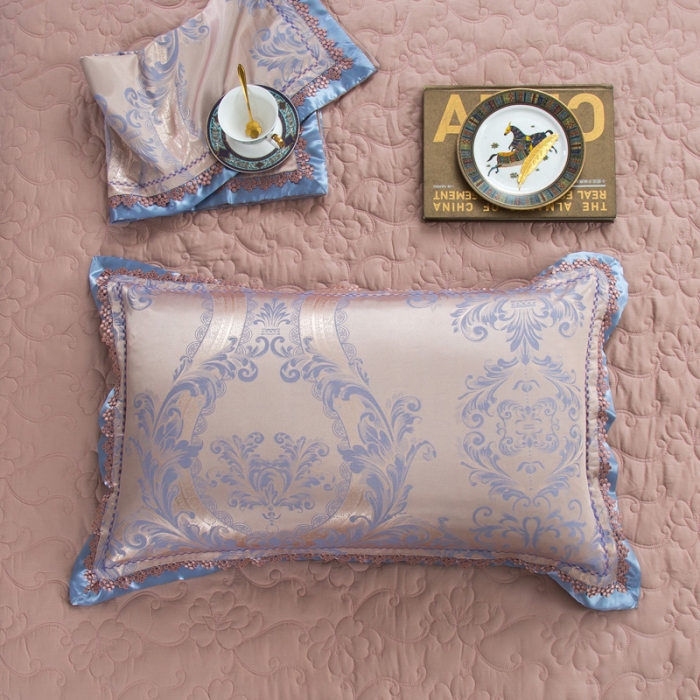 91家纺网 家纺一手货源 找家纺 OL家纺 2020新款丝加棉四件套篮语迷情-米灰