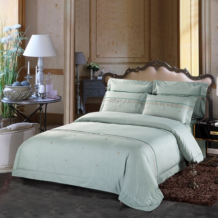 91家纺网 家纺一手货源 找家纺 （总）OL家纺 2020轻奢欧式色纺全棉刺绣床盖四件套