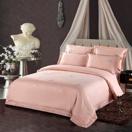 91家纺网 家纺一手货源 找家纺 （总）OL家纺 2020轻奢欧式色纺全棉刺绣床盖四件套