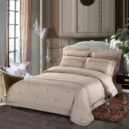 91家纺网 家纺一手货源 找家纺 OL家纺 2020轻奢欧式刺绣床盖四件套 LV棋盘格-咖啡