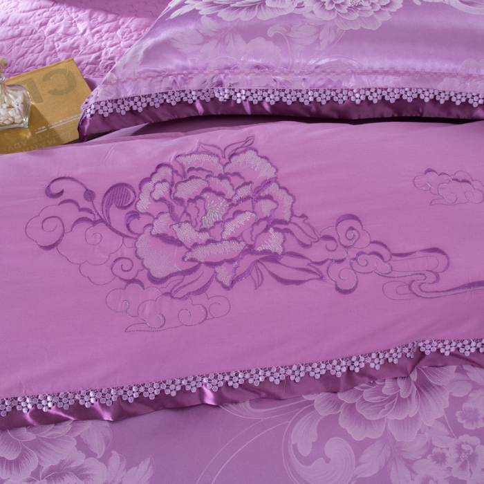 91家纺网 家纺一手货源 找家纺 OL家纺2020欧式轻奢丝加棉贡缎大提花床盖四件套 华悦怡情