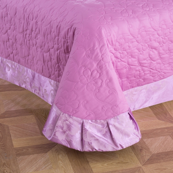 91家纺网 家纺一手货源 找家纺 OL家纺2020欧式轻奢丝加棉贡缎大提花床盖四件套 华悦怡情