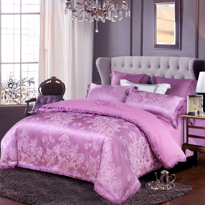 91家纺网 家纺一手货源 找家纺 OL家纺2020欧式轻奢丝加棉贡缎大提花床盖四件套 华悦怡情
