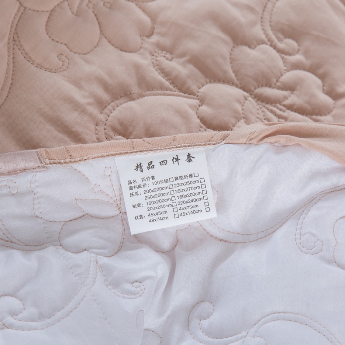 91家纺网 家纺一手货源 找家纺 OL家纺 欧式轻奢丝加棉贡缎大提花床盖四件套 蓝调生活-米灰