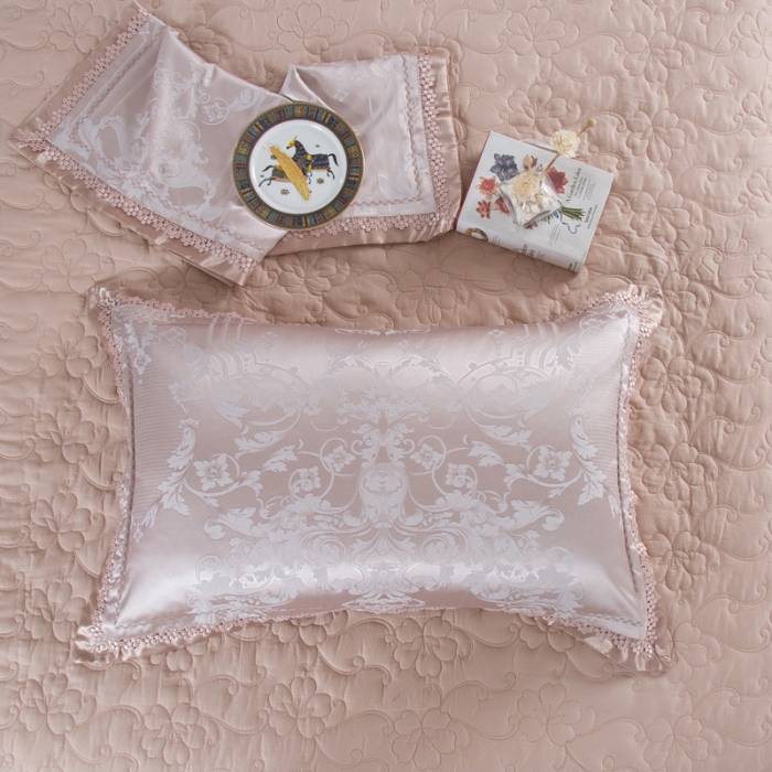 91家纺网 家纺一手货源 找家纺 OL家纺 欧式轻奢丝加棉贡缎大提花床盖四件套 蓝调生活-米灰