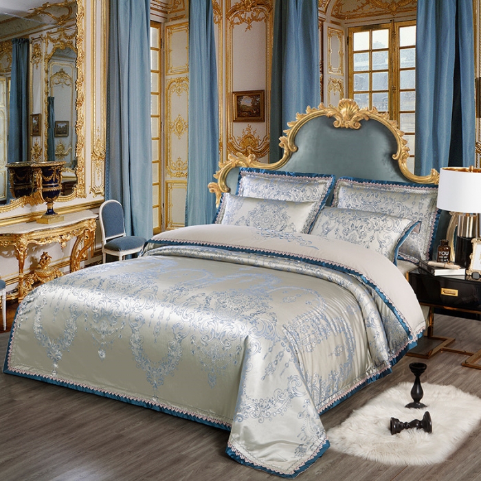 91家纺网 家纺一手货源 找家纺 OL家纺 欧式轻奢丝加棉贡缎大提花床盖四件套 马克波罗-兰金