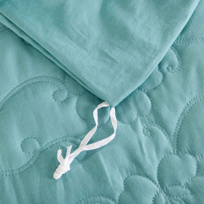 91家纺网 家纺一手货源 找家纺 OL家纺 欧式轻奢丝加棉贡缎大提花床盖四件套 欧曼丽影-湖蓝