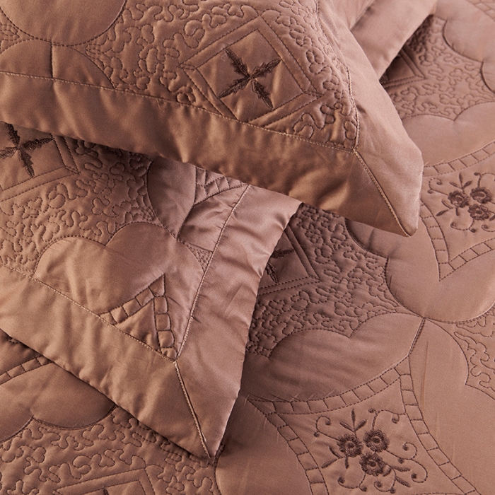 91家纺网 家纺一手货源 找家纺 OL家纺 2020新款80长绒棉刺绣四件套 咖啡