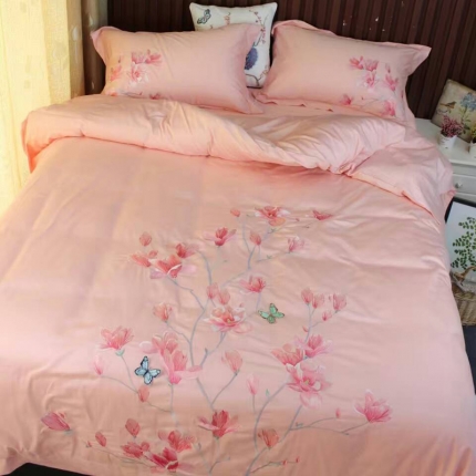 蒹葭家纺60长绒棉绣花四件套+商家配套手领袋