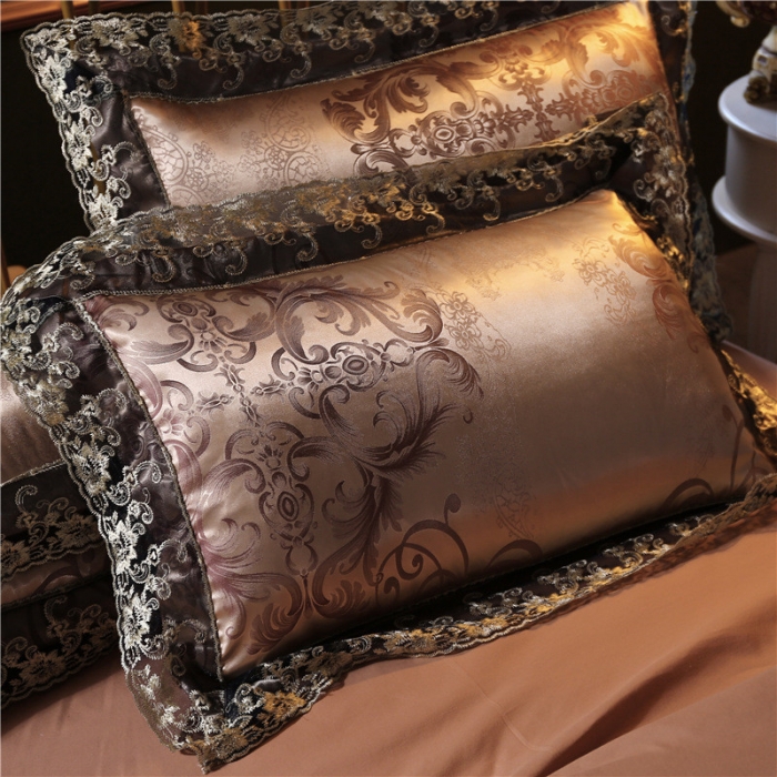 91家纺网 家纺一手货源 找家纺 韩秀家纺 爆款蕾丝款提花贡缎四件套 圣佛莉娅