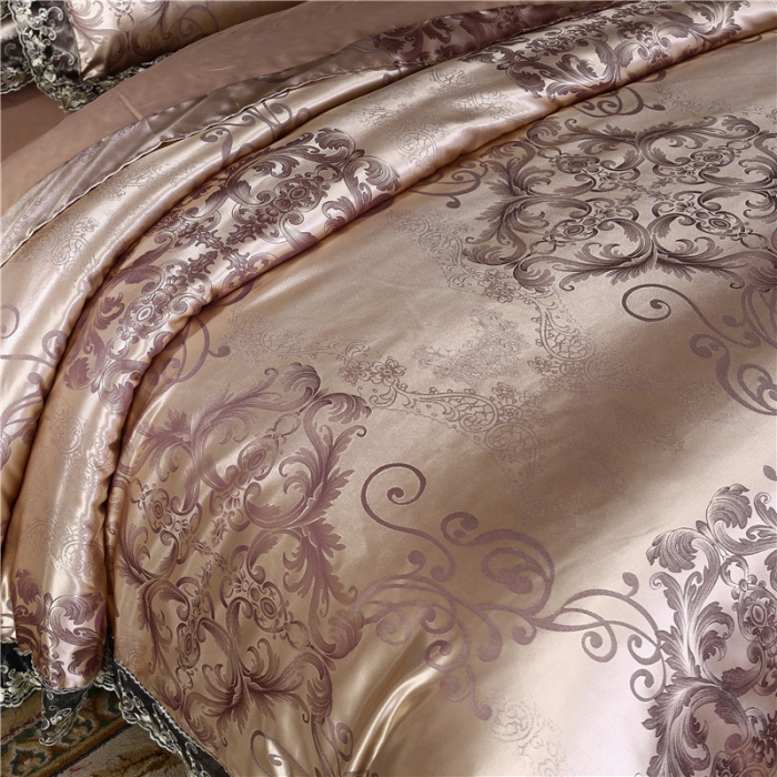 91家纺网 家纺一手货源 找家纺 韩秀家纺 爆款蕾丝款提花贡缎四件套 圣佛莉娅