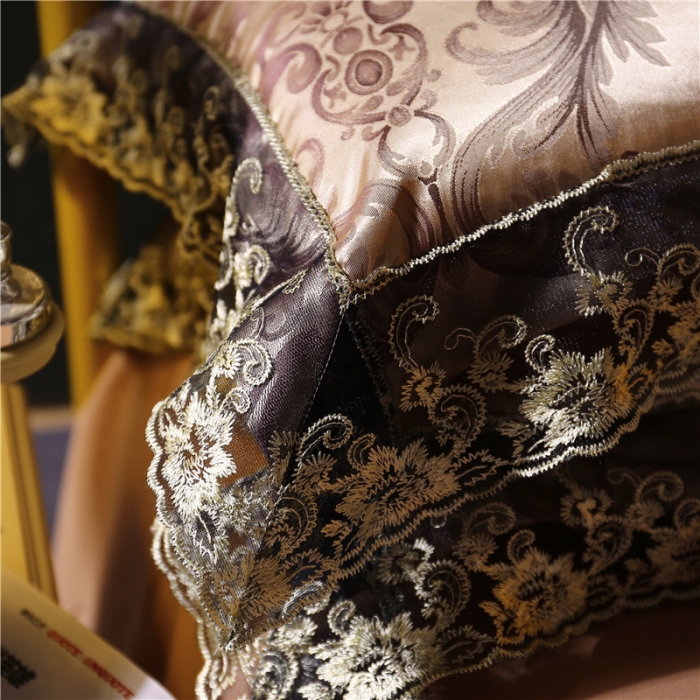 91家纺网 家纺一手货源 找家纺 韩秀家纺 爆款蕾丝款提花贡缎四件套 圣佛莉娅