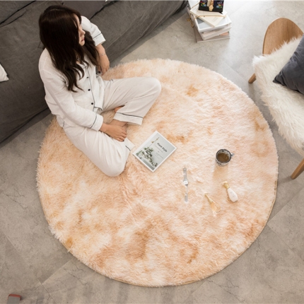 倪家2019新款方形圆形客厅地毯地垫定制茶几垫 圆形米驼