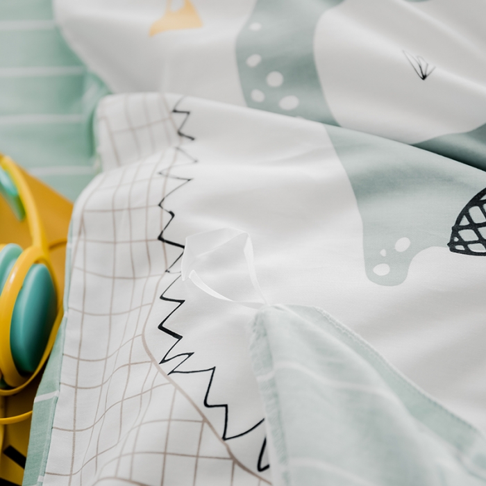 91家纺网 家纺一手货源 找家纺 由丽春臻棉全棉全棉四件套小中大被套放预缩恐龙园