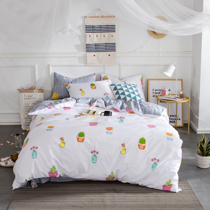 91家纺网 家纺一手货源 找家纺 时年家纺 全棉13372宜家风小清新三件套四件套氧气生活