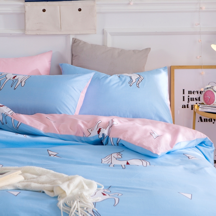 91家纺网 家纺一手货源 找家纺 时年家纺 全棉13372宜家风小清新三件套四件套独角兽