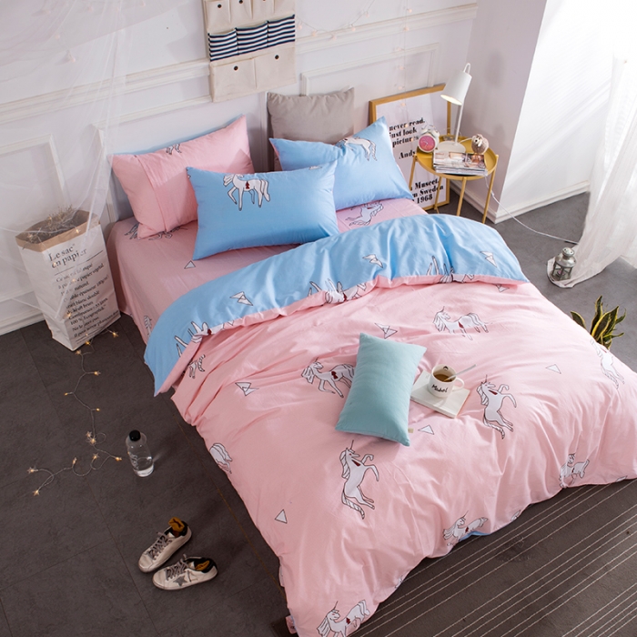 91家纺网 家纺一手货源 找家纺 时年家纺 全棉13372宜家风小清新三件套四件套独角兽