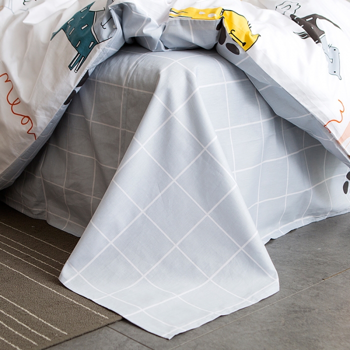 91家纺网 家纺一手货源 找家纺 时年家纺 全棉13372宜家风小清新三件套四件套喵星人