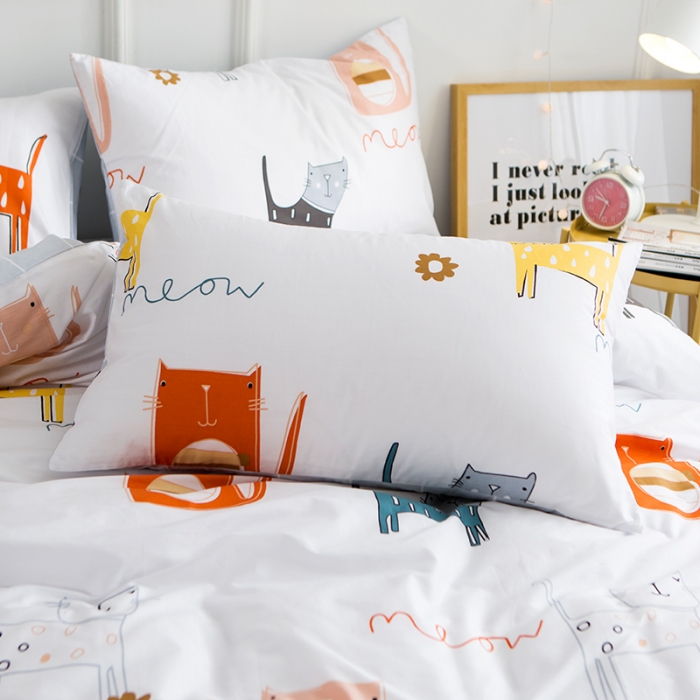 91家纺网 家纺一手货源 找家纺 时年家纺 全棉13372宜家风小清新三件套四件套喵星人